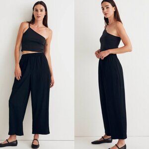 MADEWELL Crinkled Crepe Straight-Leg Crop Pants Small True Black